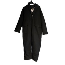 VTG Work Horse Coveralls Mens XL Black Full Zip Hooded Insulated Quilt Workwear