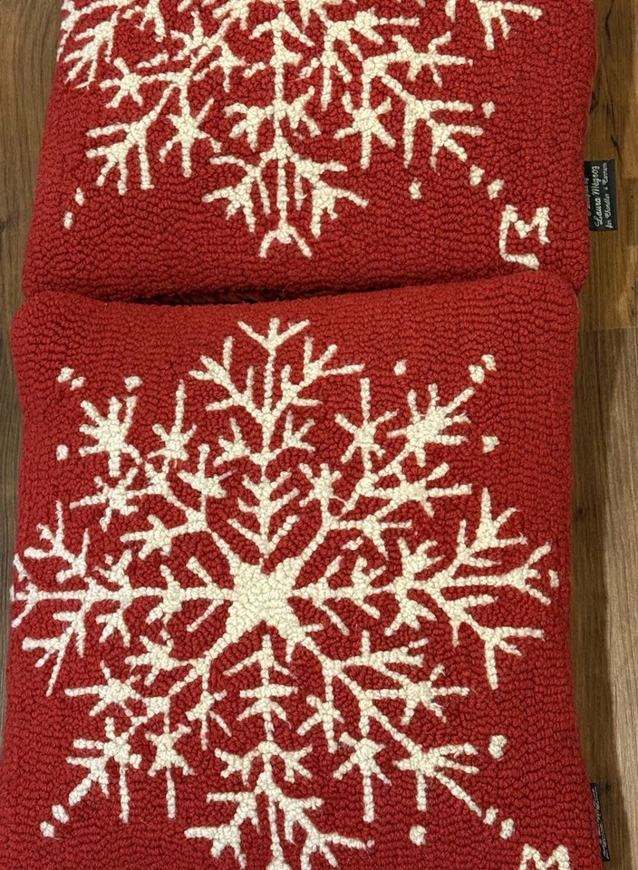 "2 Chandler 4 Esquinas Laura Megroz Almohada de Lana Enganchada Copo de Nieve Navidad 17""" Foto 3 de 4