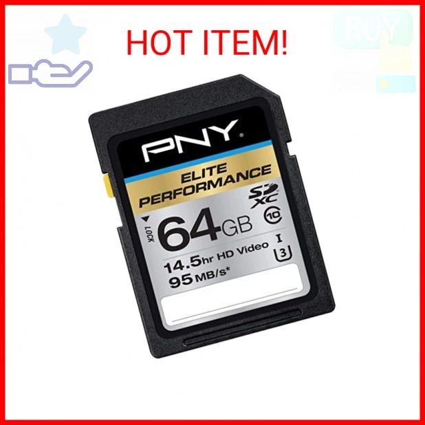 PNY 64GB Elite Performance Class 10 U3 SDXC Flash Memory Card - 95MB/s, Class 10 - Image 2 of 2