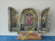 Hausaltar, Klosterarbeit, vintage, Holz, Heiligenmotive, aufklappbar, 8D244
