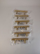 6 Pack Gold Ravinte Cabinet Pulls Brushed Bra...