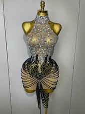 Corri Sparkly Diamonds Tassel Sexy Strapless Mesh Sheer Mini