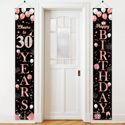 Deko 30 Geburtstag Frau Roségold Banner - 2 Stück 30 Years Birthday Banners (180