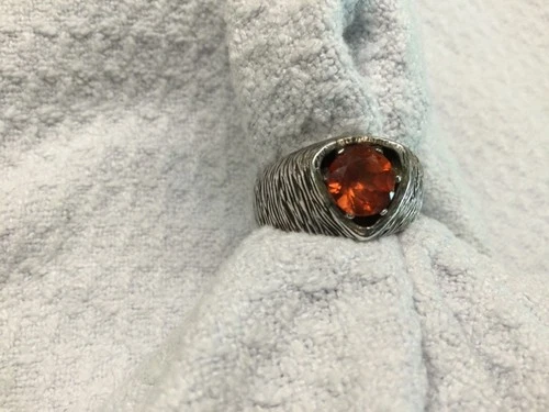 Men s Vintage Imperial Orange Topaz Glittering 925 Sterling Silver Ring