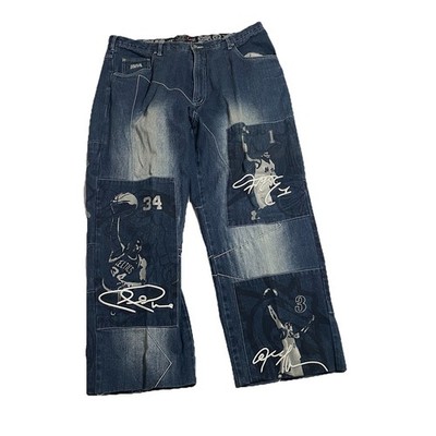 Vtg UNK Jeans Baggy NBA Signature Series 40x30 Lebron Y2K Distress