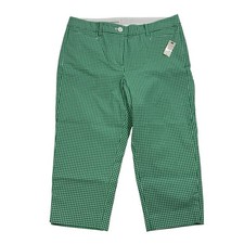 NWT Talbots Perfect Skimmer Green White Gingham Check Capri Pants Sz 8P Petite