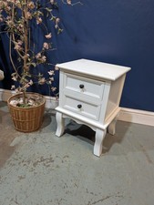 Small White Bedside Cabinet Table Drawers Nightstand Vintage Style Cottage 
