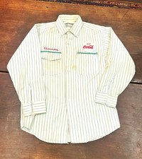Masterprest Coca-Cola Striped Work Shirt & Green Pants Uniform Set Size 15.5 33
