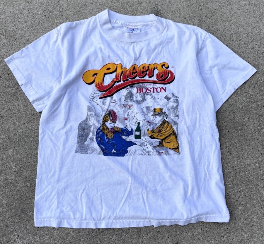 Vintage 1993 CHEERS Boston TV Show Promo Graphic T Shirt Mens M Single Stitch US