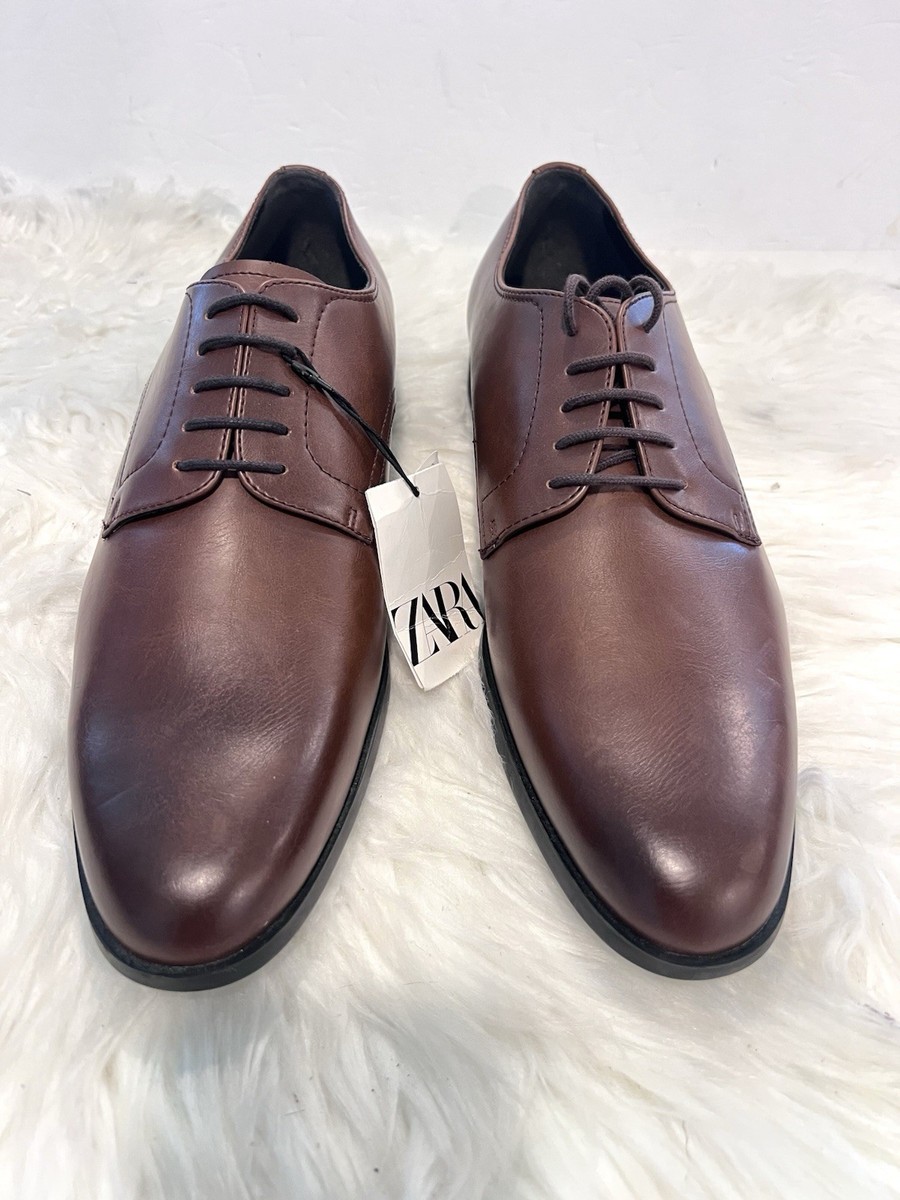 靴 zara archive men's leather Derby shoes ZARA Men Brown Pointed Toe Lace Up Derby Dress Shoes Size US 11