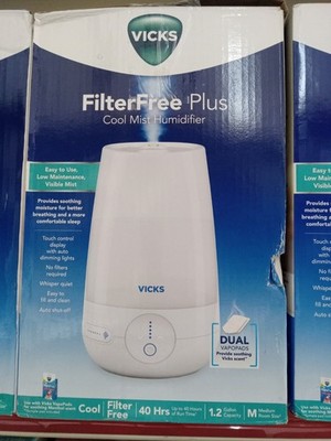 Vicks Filter Free Plus Cool Mist Ultrasonic Humidifier - 1.2gal: Room Size 100-3