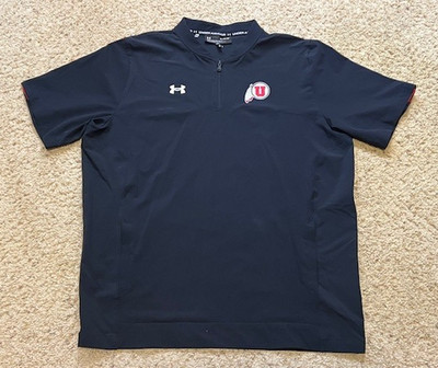 Utah Utes Under Armour Team Issued Black 1/4 Zip Short Sleeve Size XL Loose EUC
