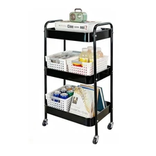 3 Tier Rolling Storage Cart for Kitchen Storage & Laundry Room Organization, ...
