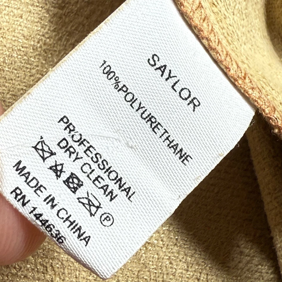 Mini vestido SAYLOR marrom couro sintético XS Romênia manga longa envoltório frente festa XS - Imagem 4 de 4