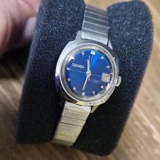 Orologio Vintage SEIKO Matic Lady Automatico 2517-0390 Blu 21 Jewels FUNZIONANTE