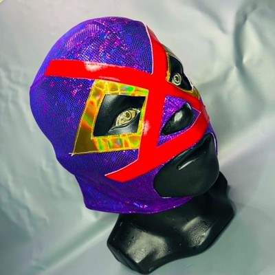 Villano Wrestling Lucha Libre Costume Mask Mascara Luchador Purple Gold Red