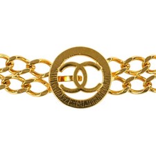 CHANEL COCO Mark Double Chain Belt, Gold Women USED