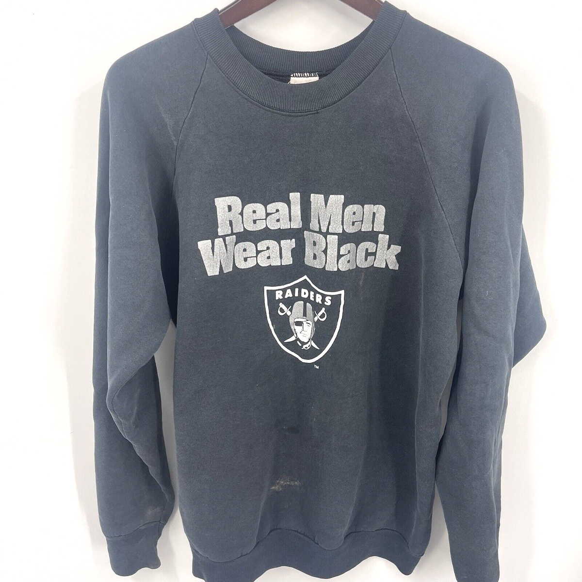Vintage NFL Raiders Real Men Wear Black Sweatshirt XL Fruit of the 