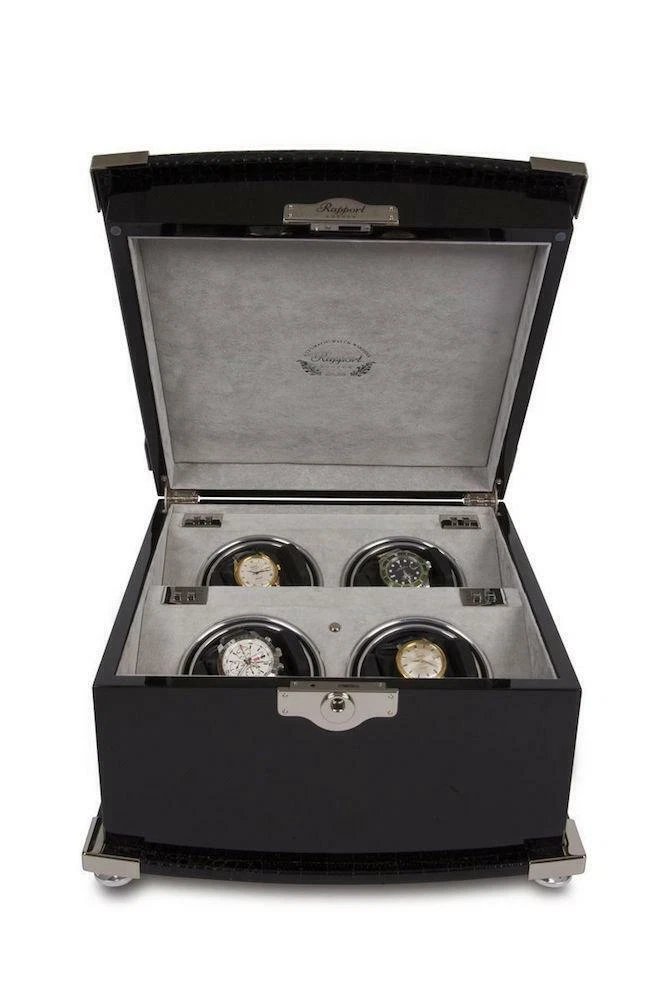 Rapport Serpentine Quad 4 Watch Winder Black Leather finished eBay