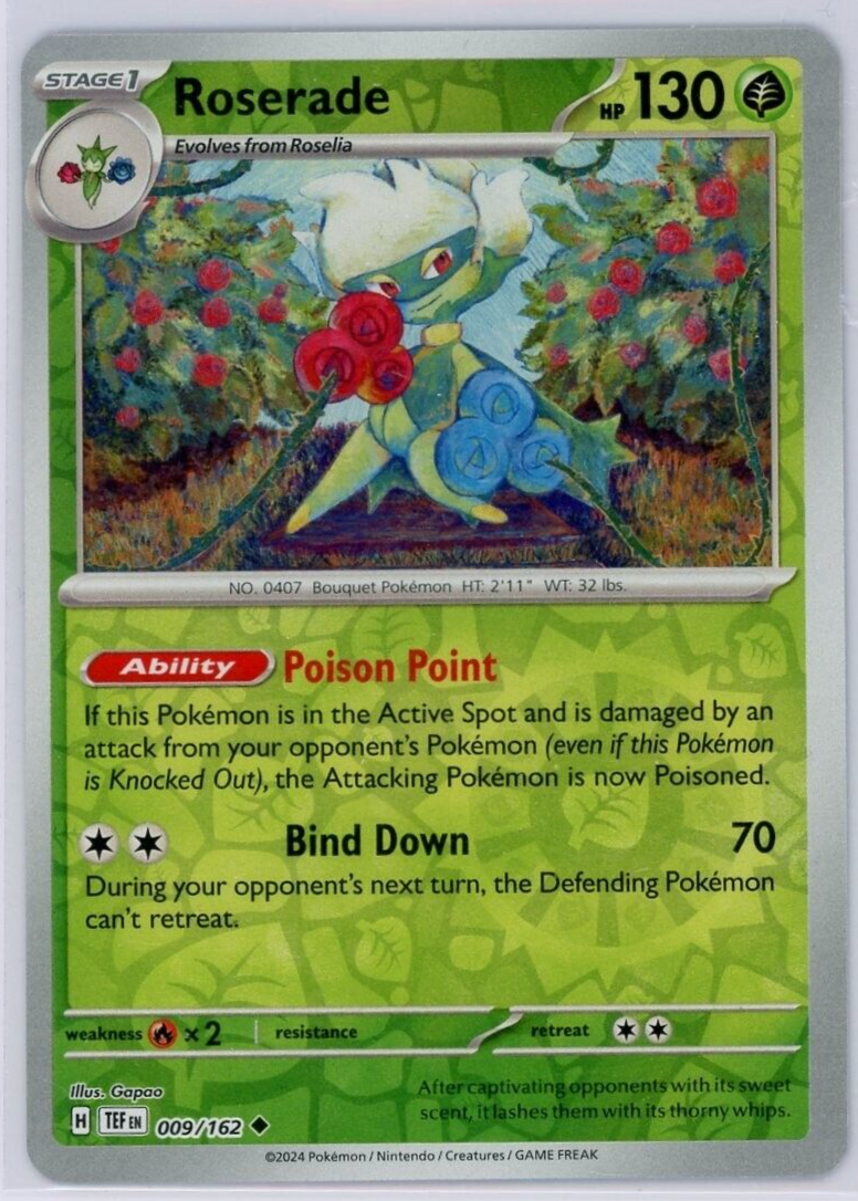 Pokemon TCG Roserade Scarlet & Violet Temporal Forces 009/162 Reverse Holo 