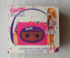 Vintage 1993 Barbie Stereo Cassette Player  Headphones Mattel Bontempi New RARE