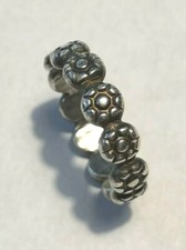 Artisan Sterling Silver Daisy Flowers Floral Band Ring 925 Unique Design Size 7