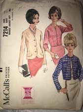 McCalls VINTAGE 7214 Miss Jacket Set Pattern 3 Variations SIZE 12  CUT COMPLETE