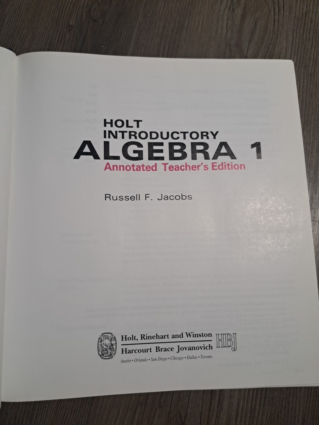 Tracey Jacobs Math Introduction to Algebra 1 by Jacobs (1993, Hardcover, Teacher's edition ...
