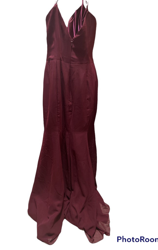 Azazie burgundy long bridesmaid dress size 6 - Gem