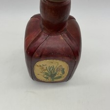 Leather Wrapped Decanter With Decorative Painted Decorative Front