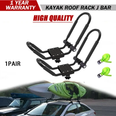 CPS 1 Pair Kayak Roof Rack Canoe Boat Surf Snowboard Car Top Mounted J Bar Folding