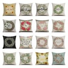 Home Sweet Home Green Leaves Flower Wreath Pillow Cover Spring Sofa Cushion Case