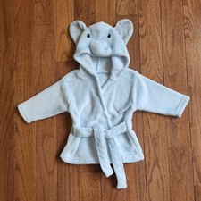 HUDSON BABY HB 0-9mo Unisex Baby Lt Blue Plush Elephant Bathrobe Pool Tub preown