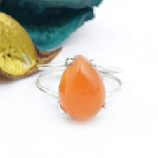 Orange Carnelian Ring 925 Sterling Silver Handmade Ring Worry Ring Gift For Her