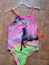 Wonder Nation Girls Unicorn One-Piece Swimsuit UPF 50 size Large 10-12 New