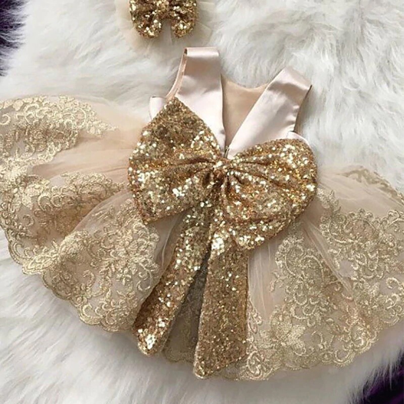 gold sequin infant dress SUMMER CUTE BABY GIRLS SEQUINS DRESS