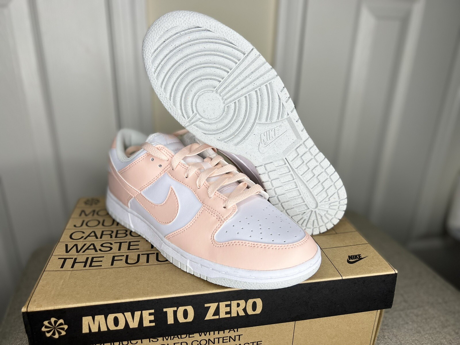 Nike Womens Dunk Low Next Nature White / Pale Coral Shoes - Size 9.5