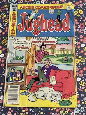 JUGHEAD 318 STAN GOLDBERG COVER BETTY & VERONICA ARCHIE lawnmower yard work 1981