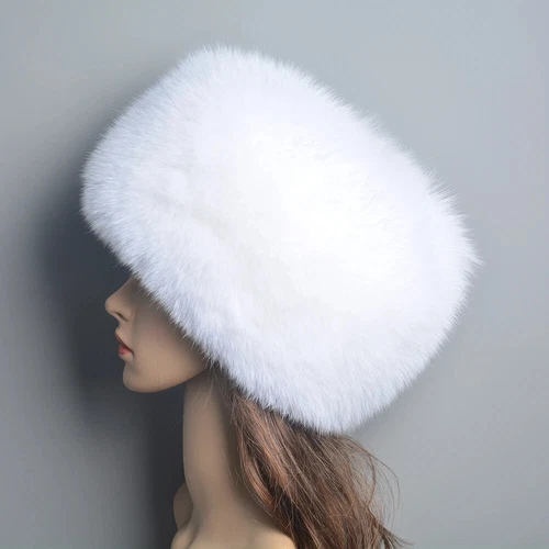 Natürliches Fuchspelz Damen Winter warm flauschig beliebt weiblich rund Mütze Echtfell Mützen - Bild 30 von 32