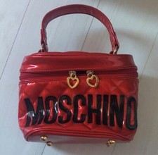 Moschino Red Makeup Pouch Quilted Handbag USED Auth quilting bag from japan