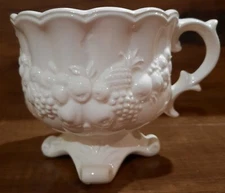 Vintage Relpo Footed White Coffee Mug Planter With Scalloped Rim Collectible EUC