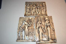 Ancient Egyptian Art WALL Tutankhamun, Anubis, Ramses II, Isis Replica Lot of 3
