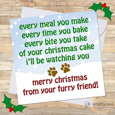 LJB CREATIONS Funny FROM THE DOG Christmas Card Mum Dad Husband Wife Boy / Girlfriend XMAS 🎄