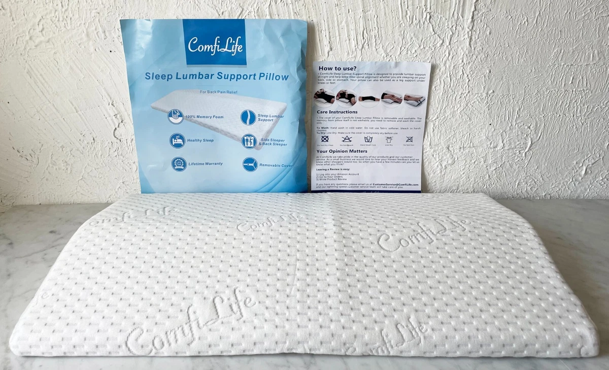 ComfiLife Lumbar Support Pillow for Sleeping Memory Foam Pillow for Back  Pain Relief