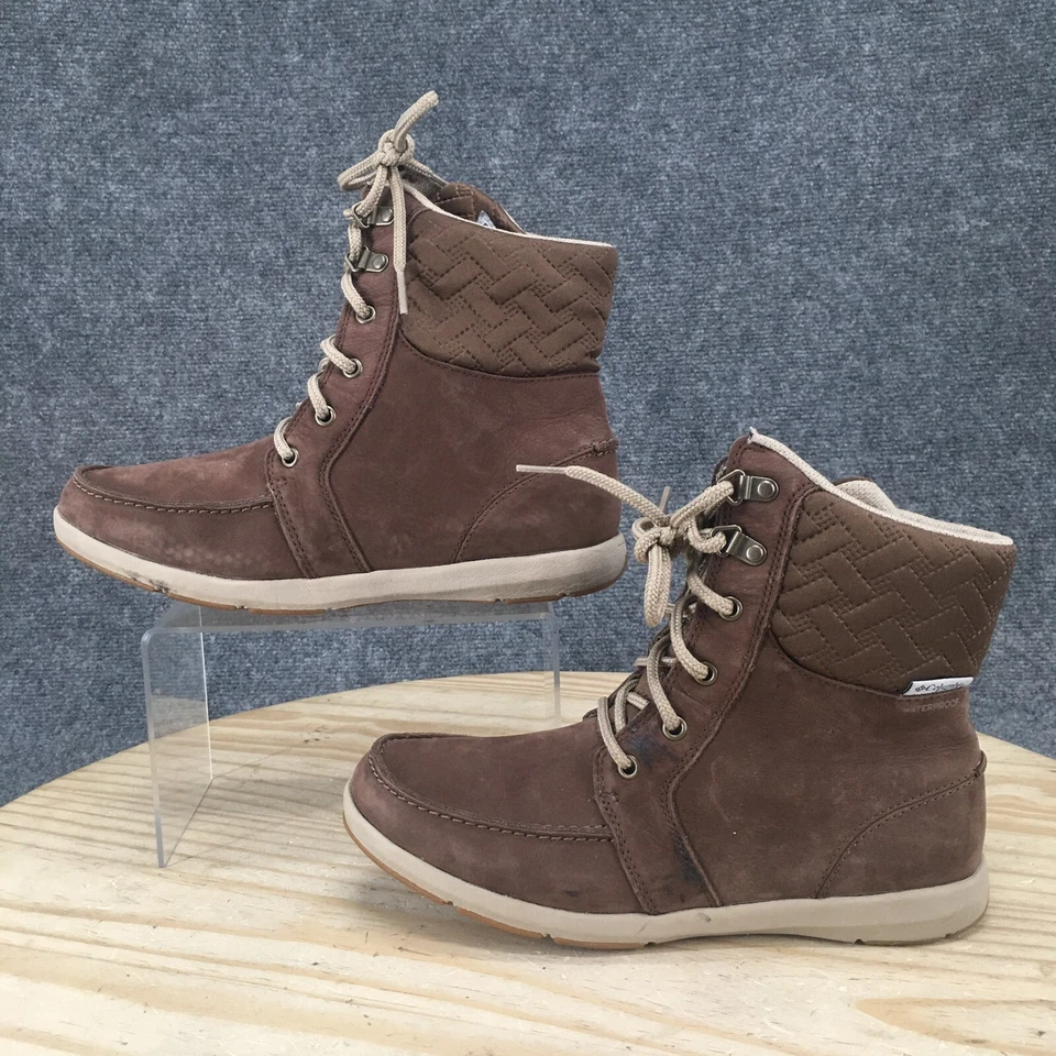 Columbia 防水靴女式 7.5 巴哈马 PFG 棕色皮革系带 BL5982-256 — 第 2/4 张图片