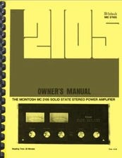 McIntosh MC2105 MC-2105 Amplifier OWNER'S MANUAL and SERVICE MANUAL 