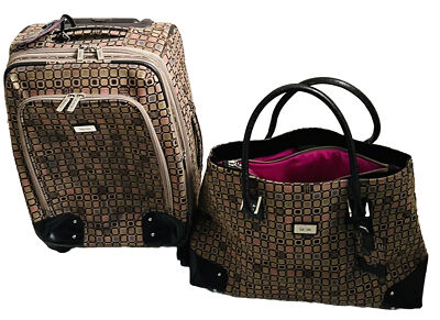 SET LIZ CLAIBORNE 4WHEEL LUGGAGE CARRY ON ZIP MULTI COMPTMTS