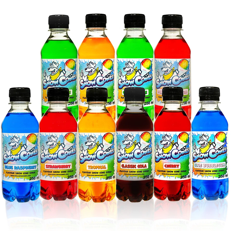 Snow Cone Slush Puppy Syrup 10x250 ml Pack for use with all Machines Ninja SLUSH