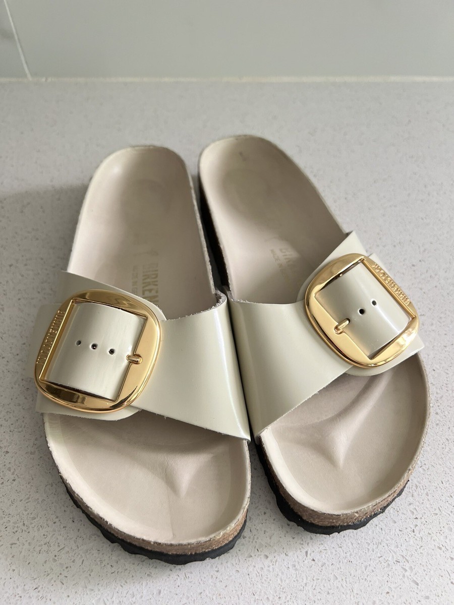 Birkenstock Madrid Big Buckle Slide Sandal High Shine Butter EU 40