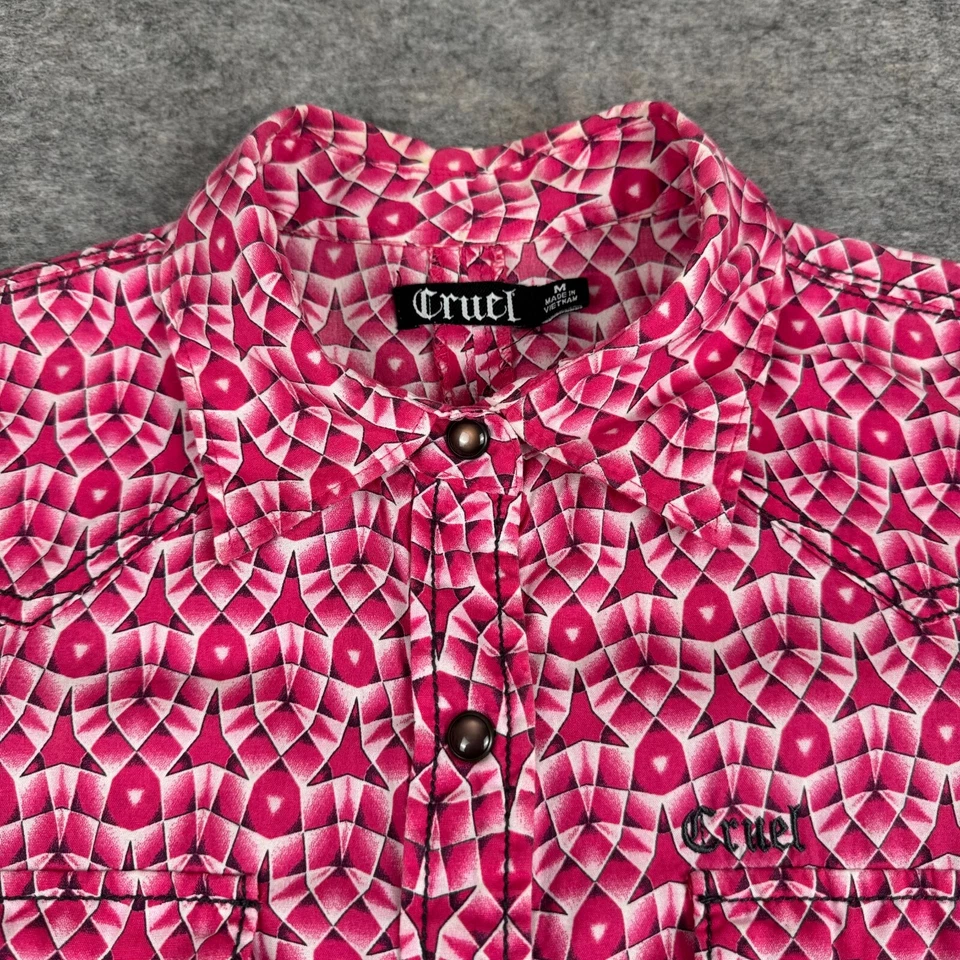 Camisa Cruel Niña Perla A Presión Manga Larga Geométrica Rosa Mujer Mediana M Foto 4 de 4